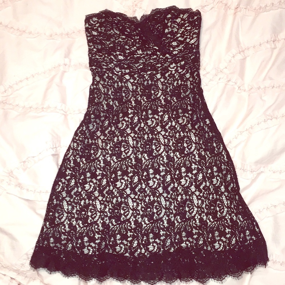 White House Black Market Strapless Lace Dress